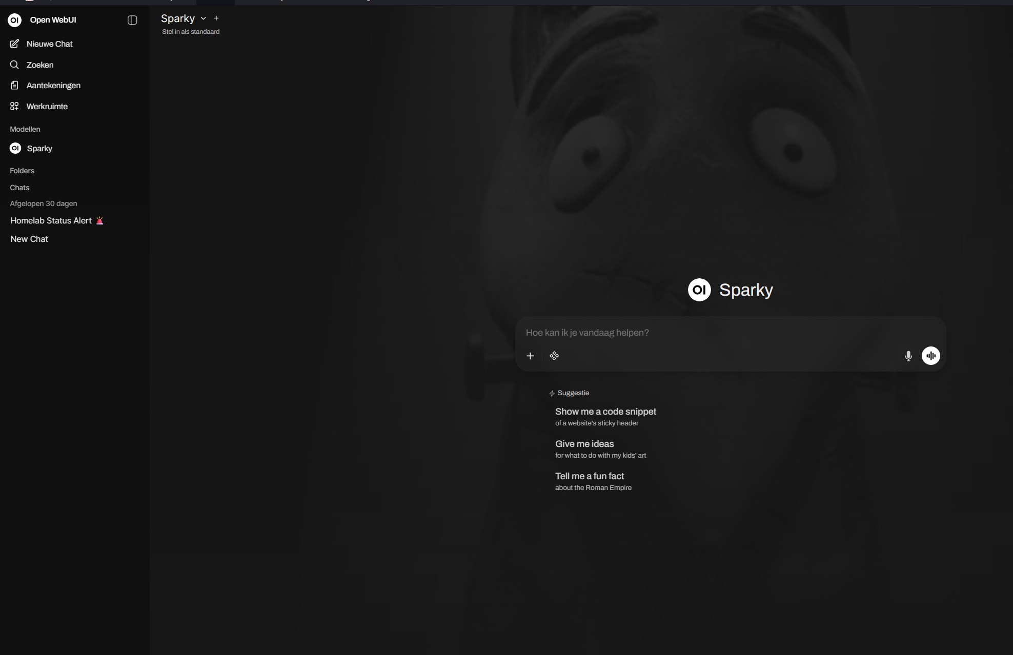 Sparky AI Interface in Open WebUI